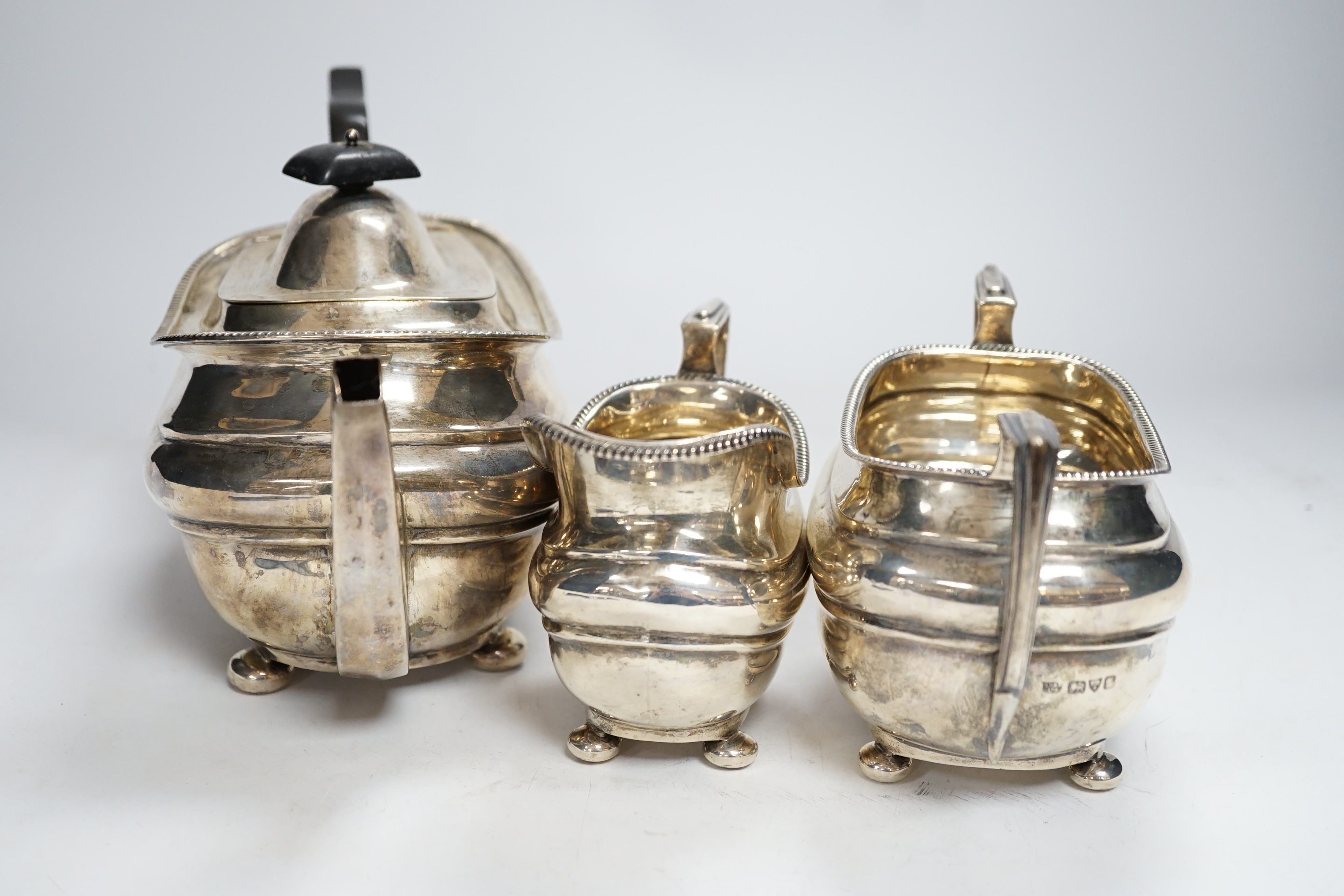 A George V silver three piece tea set, S. Blanckensee & Sons, Chester, 1925